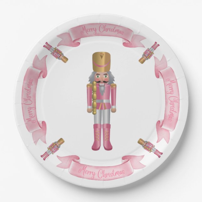Pink Nutcracker Weihnachtsscheibe Pappteller (Vorderseite)