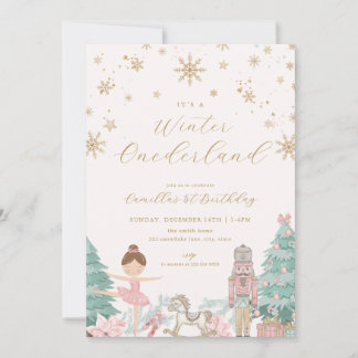 Pink Nutcracker Winter Onederland Birthday Invite Einladung