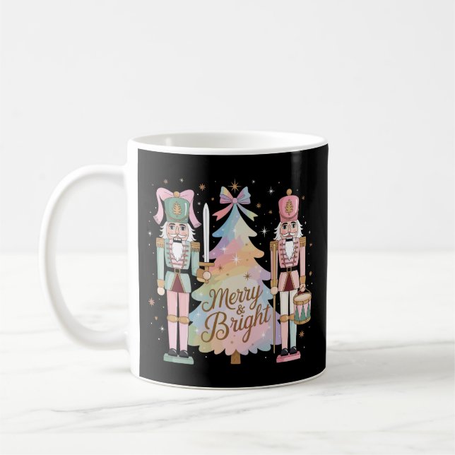Pink Nutcrackers Weihnachtsbaum Coquette Bow Xmas Kaffeetasse (Links)