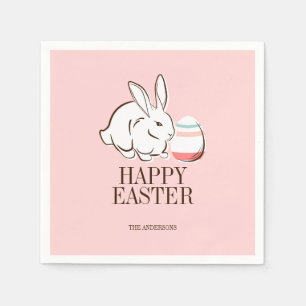 Pink Oaster Bunny & Egg Happy Osterpapier Napkins Serviette