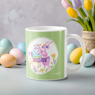 Pink Oaster Bunny Rabbit und Ei Kaffeetasse