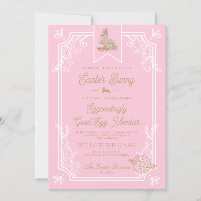 Pink Oaster Gutes Ei Mitgliedsausweis Einladung (Vorderseite)