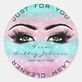Pink Ocean Beauty Glitzer Lashes Makeup Cleaner Runder Aufkleber
