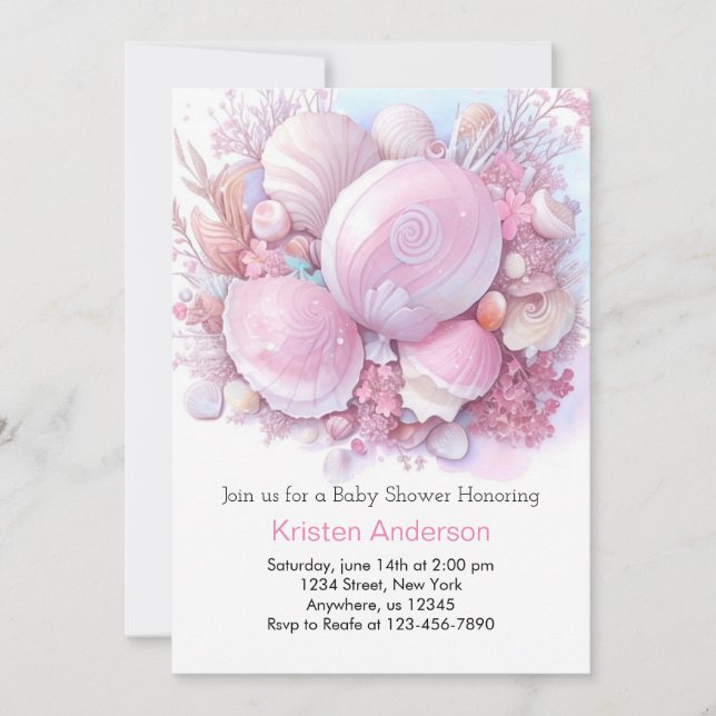 Pink Ocean Blissful by Beach Baby Shower Einladung (Vorderseite)