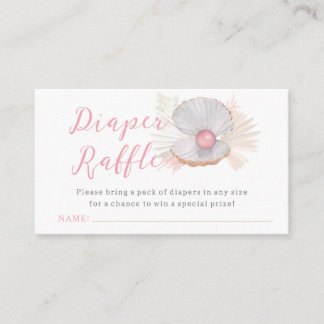 Pink Ocean Boho Girl Baby Shower Diaper Raffle Begleitkarte