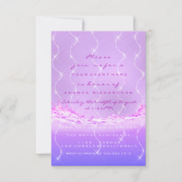 Pink Ocean Bridal Sweet 16. Spark Confetti Waves Einladung