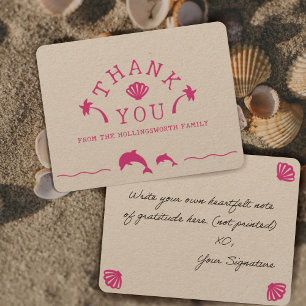 Pink Ocean Scene Personalisiert Dankeskarte