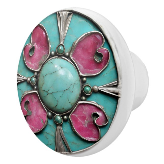 Pink October Tourmaline Birth Stone Keramikknauf (Rechts)