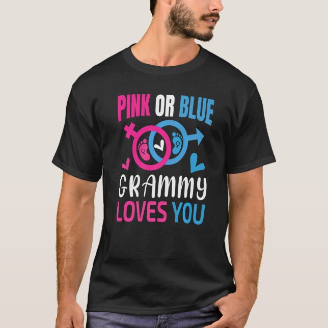 Pink oder blau graue Lieben Sie Ihr Baby Geschlech T-Shirt (Vorderseite)