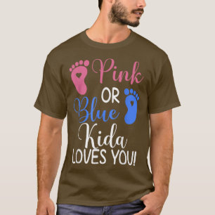 Pink oder Blau Kida Liebt Dich Lustige Geschlechts T-Shirt