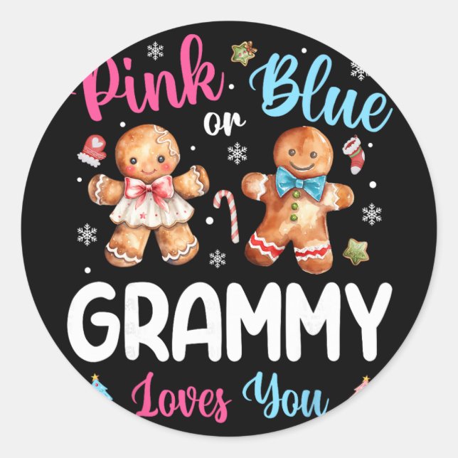 Pink oder Blau Oma liebt dich Geschlecht Enthüllun Runder Aufkleber (Vorderseite)