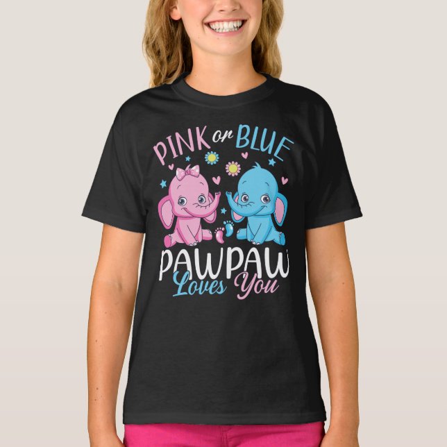 Pink oder blau pawpaw Lieben Sie Elephant Baby Gir T-Shirt (Vorderseite)