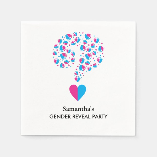 Pink oder Blue Baby Feet Frage Mark Gender Reveal Serviette (Vorderseite)
