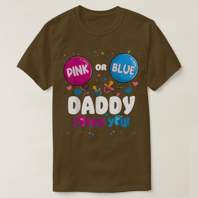 Pink oder Blue Balloon Daddy Lieben Sie Geschlecht T-Shirt (Design vorne)
