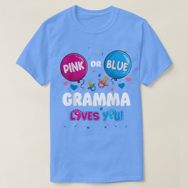 Pink oder Blue Balloon Gramma Lieben Sie Geschlech T-Shirt (Design vorne)