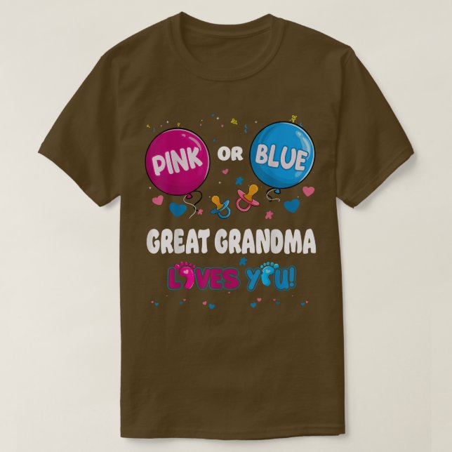 Pink oder Blue Balloon Große Oma-Lieben Sie Gende T-Shirt (Design vorne)