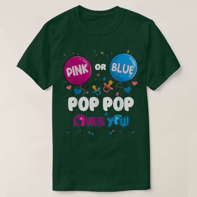 Pink oder Blue Balloon Pop Pop Lieben Sie Geschlec T-Shirt (Design vorne)
