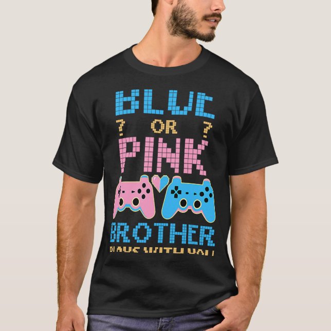 Pink oder Blue Gender Reveal Video Game Gamer Boy  T-Shirt (Vorderseite)