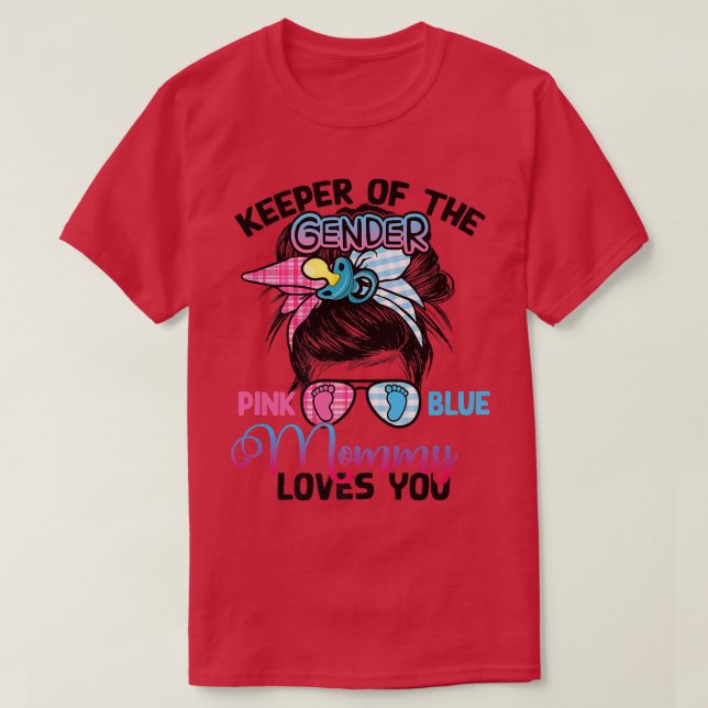 Pink oder Blue Mommy Lieben You Messy Bun Glasses  T-Shirt (Design vorne)