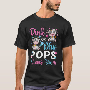 Pink oder Blue Pops Liebt Dich Kuh Baby Geschlecht T-Shirt
