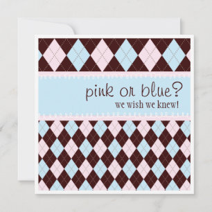 Pink oder Blue Raute Neutral Boy Girl Babydusche Einladung