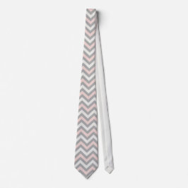 Pink, off-white and light grey chevron krawatte
