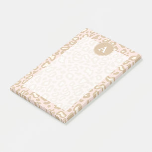 Pink Office Leopard Monogram Post It Notes Geschen Post-it Klebezettel