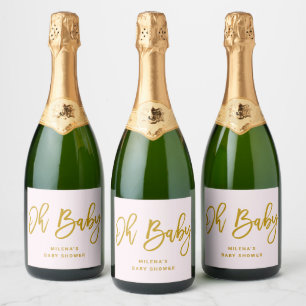 Pink Oh Baby Girl Babydusche Sparkling Weinetikett