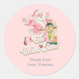 Pink Oh, was Fun Retro Groovy Santa Vielen Dank Runder Aufkleber