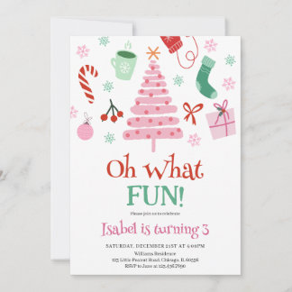Pink Oh, was Spaß Weihnachten Geburtstagsparty Einladung