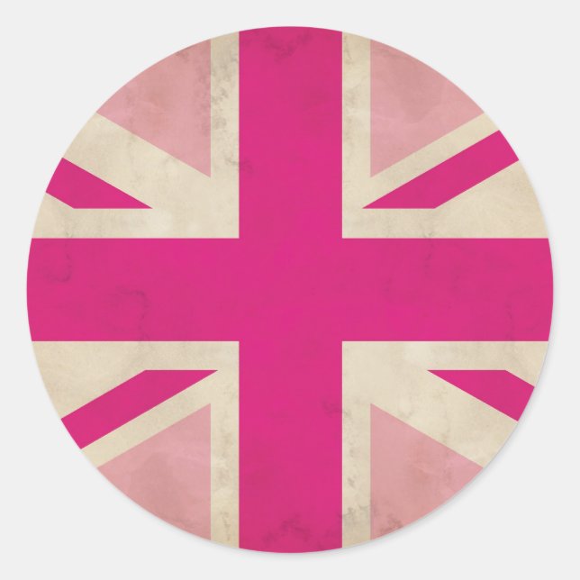 Pink Old Union Jack Stickers (Vorderseite)