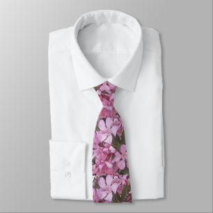 Pink Oleander Rose Laurel Schwarze Kontur Kunst Krawatte