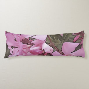 Pink Oleander Rose Laurel Schwarze Kontur Kunst Seitenschläferkissen
