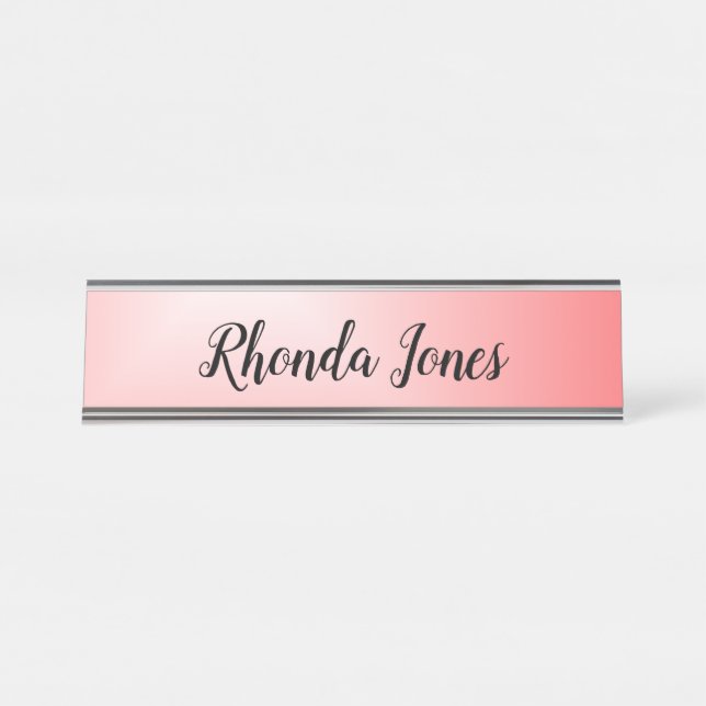 Pink Ombre Beauty Schreibtischnamensplakette (Vorderseite )