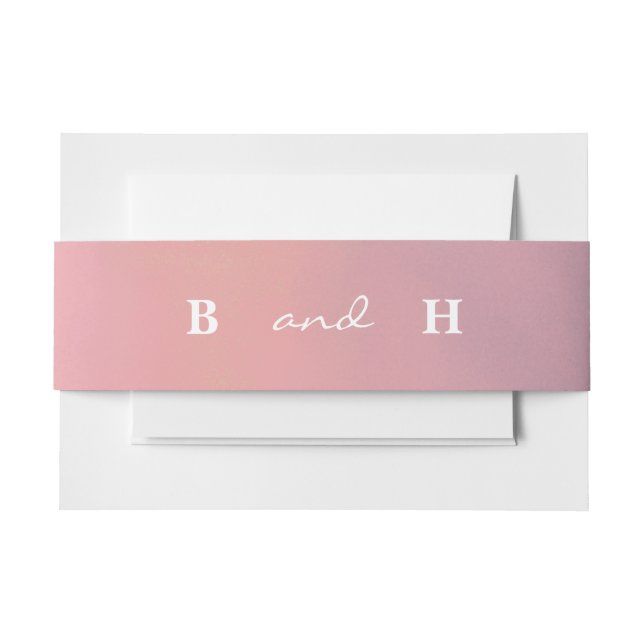 Pink Ombre Boho Minimalistisch Wedding Einladungsbanderole (Vorderseite Beispiel)