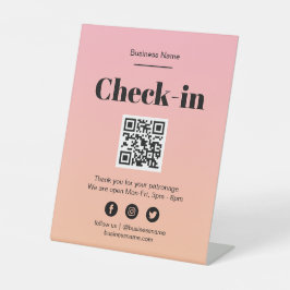 Pink Ombre Business Covid QR Code Karo-In-Zeichen Sockelschild