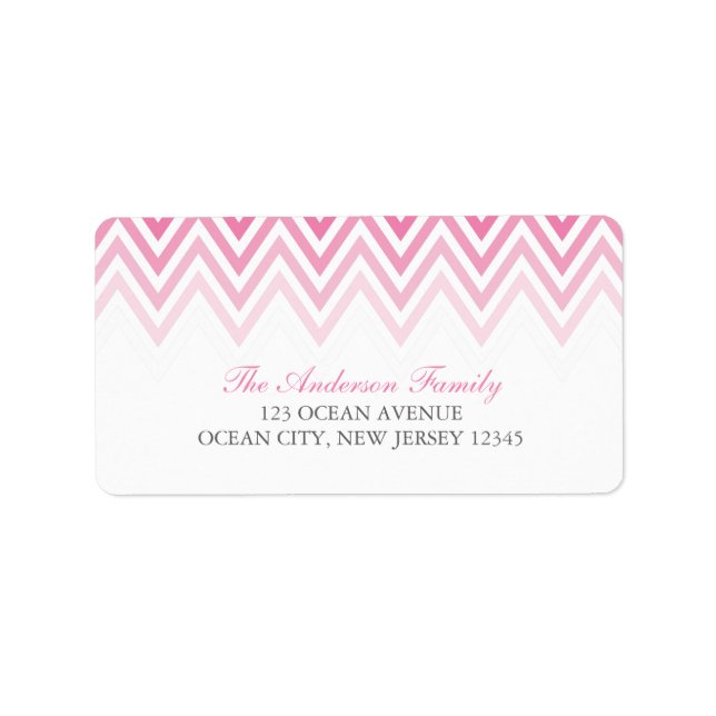 Pink Ombre Chevrons Adressaufkleber (Vorne)
