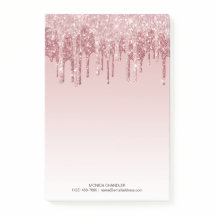 Pink Ombré Dripping Glitzer Monogram Post-it Hinwe