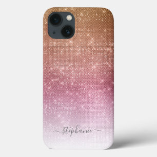 Pink Ombre Glitter Glam Monogramm Case-Mate iPhone Hülle