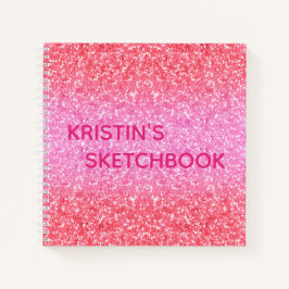 Pink Ombre Glitzer Monogram Sketchbook Notizbuch