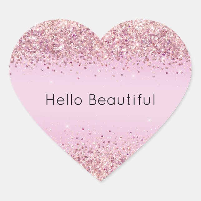 Pink Ombre Glitzy Glitzer Sparkle Herz-Aufkleber (Vorderseite)