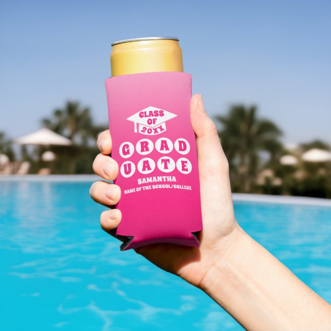 Pink Ombre Gradient Graduation Party Selters Dosenkühler (In Situ Pool)