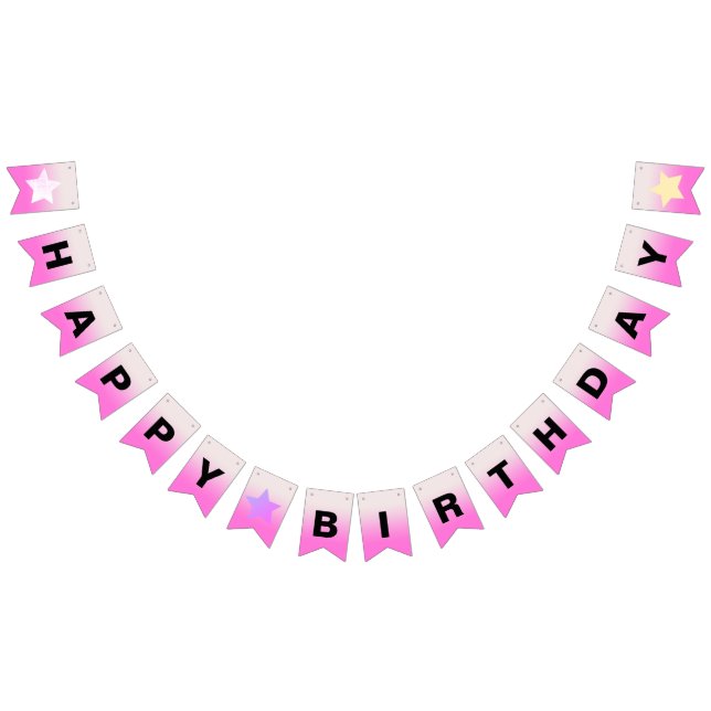 Pink Ombre Gradient Happy Birthday Wimpelkette (Alle)