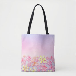 PINK OMBRE MIT PINK & YELLOW BLUMEN SCHALTFLÄCHEN TASCHE