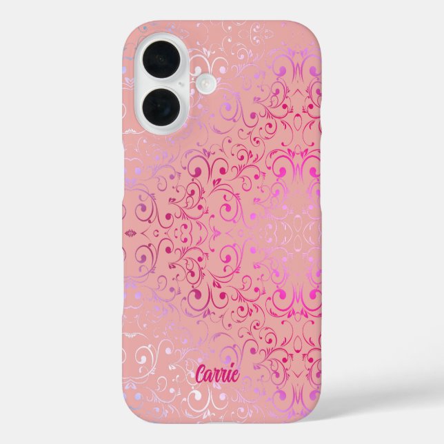 Pink Ombre Muster iPhone 16 Hülle (Rückseite)