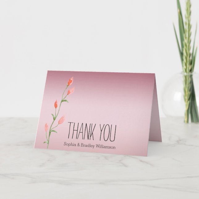 Pink Ombre Rose Vielen Dank Dankeskarte (Vorderseite)