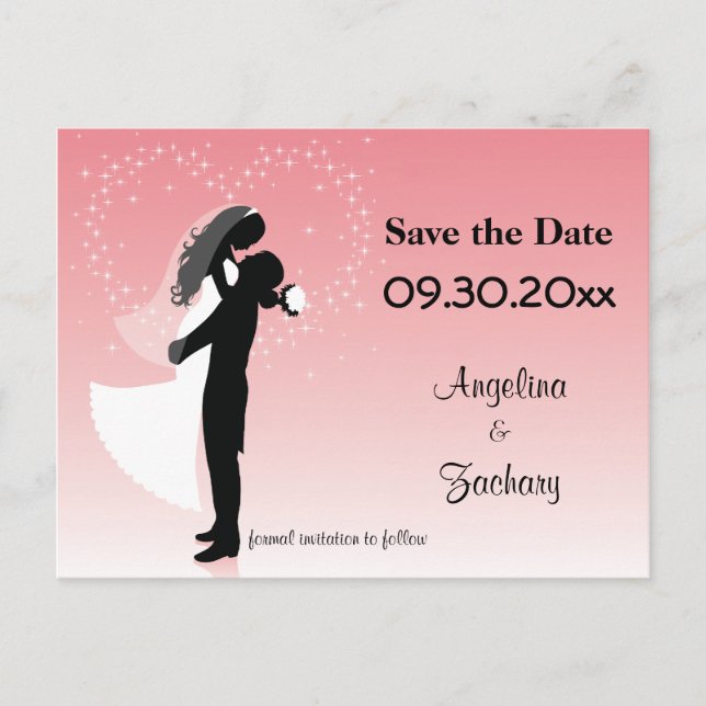Pink Ombre Save the Date Hochzeitkarte Ankündigungspostkarte (Vorderseite)