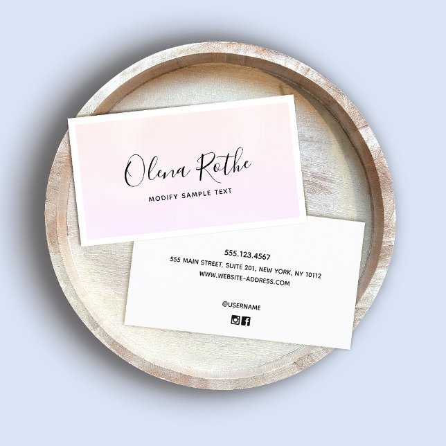 Pink Ombre Signature Script Beruflich Telefonnummerkarte (Von Creator hochgeladen)
