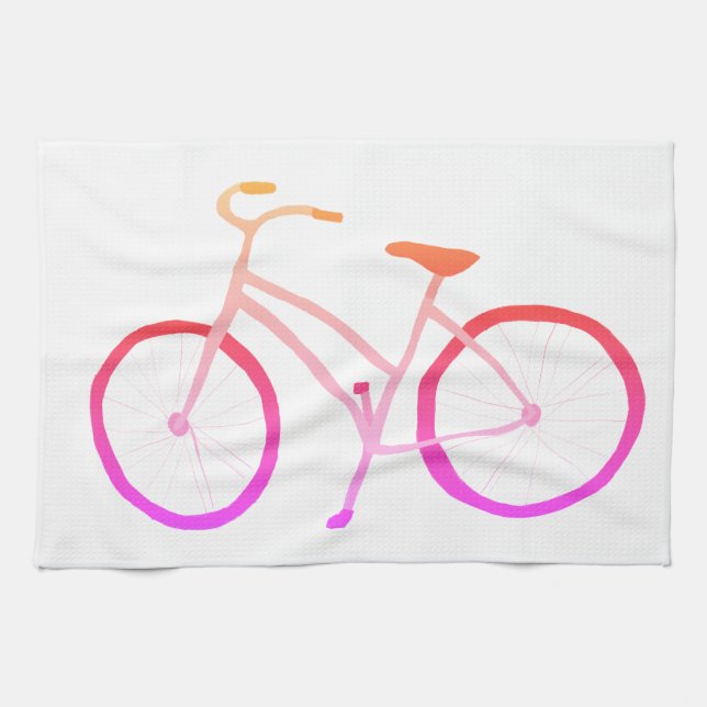 Pink ombre vélo velo lave cuisine serviette (Horizontal)