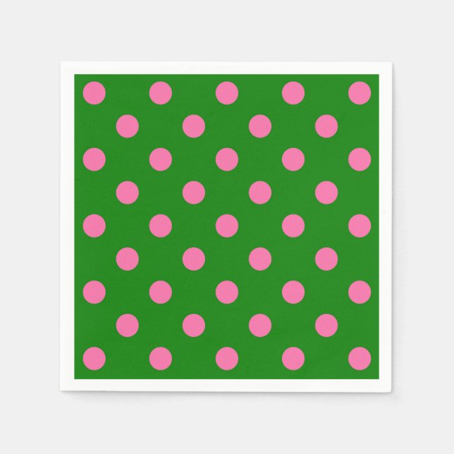 Pink On Green Polka Dots Pattern Design  Serviette (Vorderseite)